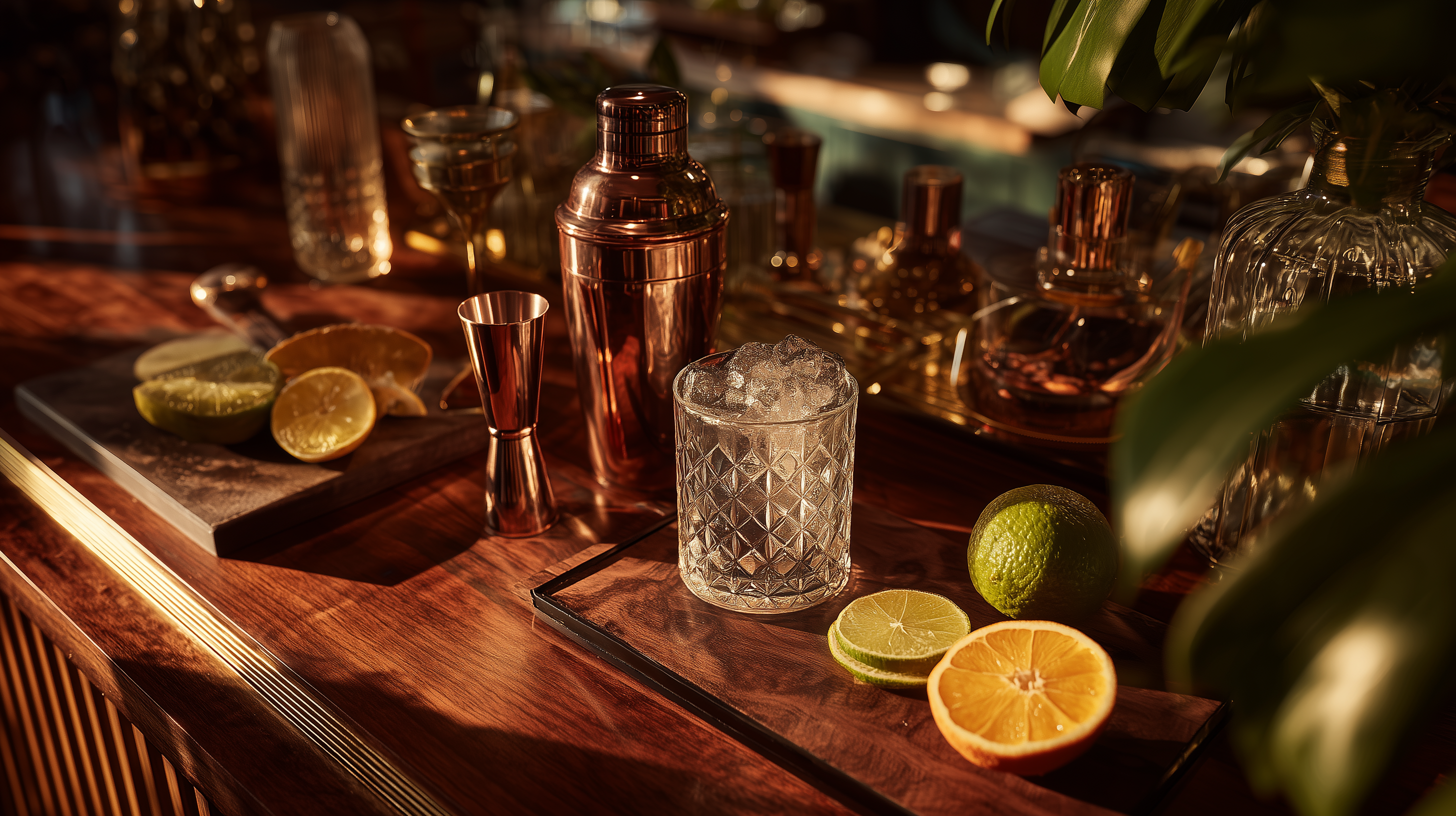 Essential cocktail tools and ingredients